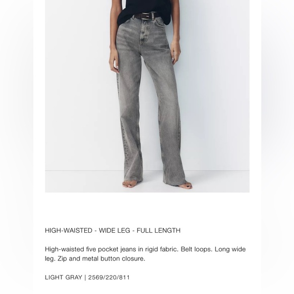Zara NWT full length high rise wide leg jeans 6045/025 - Picture 7 of 9